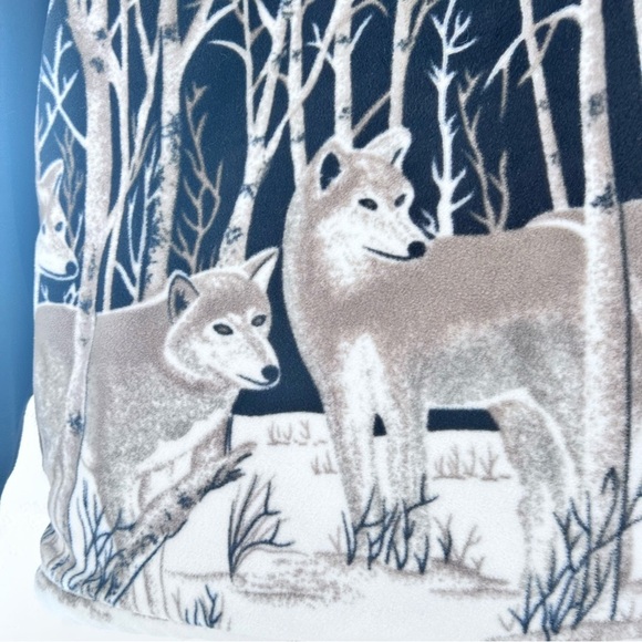 VICTORY RUGGED WEAR VTG 90s Sherpa Lined Fleece Wolf Nature AOP Jacket Men L EUC - Picture 8 of 13